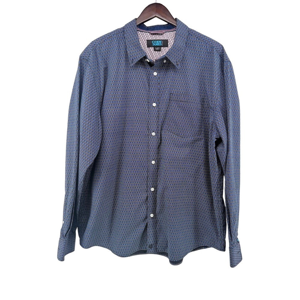 Cody James Core Mens XL Navy Blue Geometric Star Print Cotton Button Down Shirt